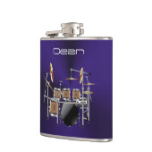 Cool Rock-drum op een metalen Paarse muziekmaatkol Heupfles (Links)