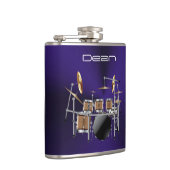 Cool Rock-drum op een metalen Paarse muziekmaatkol Heupfles (Rechts)