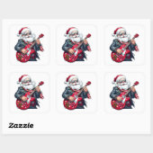Cool Rocker Santa Playing Red Guitar Vierkante Sticker (Vel)