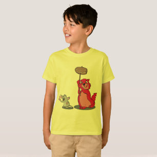 Cool Rode Kat en Muis Jongens Grafisch T-shirt - L