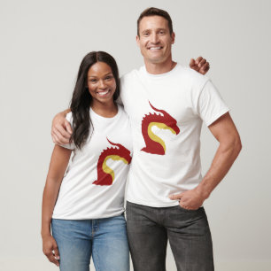 Cool Rood en Geel Eenvoudige Fantasy draak embleem T-shirt