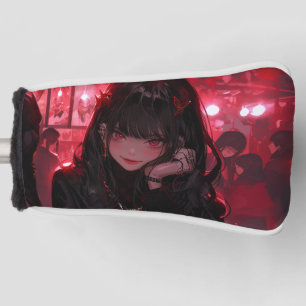 Cool Rood en Zwart Flirty Vampire Anime Girl Night Golfheadcover