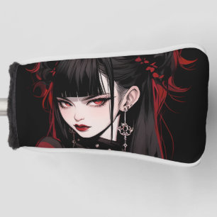 Cool Rood en Zwart Gothic Esthetische Anime Meisje Golfheadcover