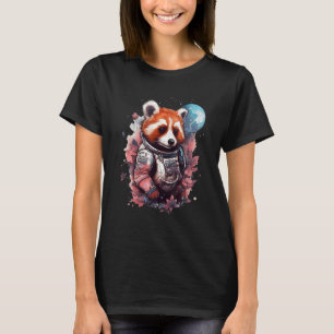 Cool Rood Panda Astronaut Maan Grafisch Ruimte Die T-shirt