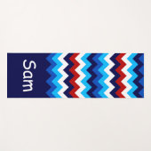 Cool Rood Wit Blauw Chevrons Monogram Yoga Mat (Voorkant (horizontaal))