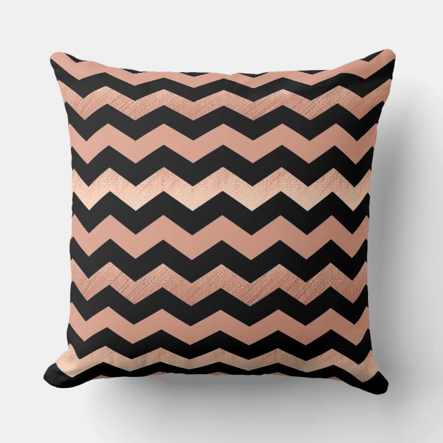 Cool Roos Gold- en zwart Chevron-ontwerp Kussen (Voorkant)