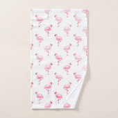 Cool rose Tropical Flamingo Patte sur blanc (Serviette à main)
