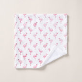 Cool rose Tropical Flamingo Patte sur blanc (Gant de toilette)