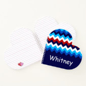 Cool Rouge Blanc Bleu Chevron Carnet de coeur pers (Intérieur)