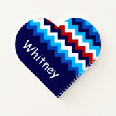 Cool Rouge Blanc Bleu Chevron Carnet de coeur pers (Dos)