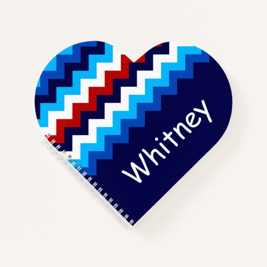Cool Rouge Blanc Bleu Chevron Carnet de coeur pers (Devant)