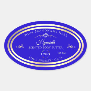Cool Royal Blue Product Label Gold Lijst met Logo