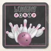 Cool Roze Bowling Party Onderzetters (Voorkant)