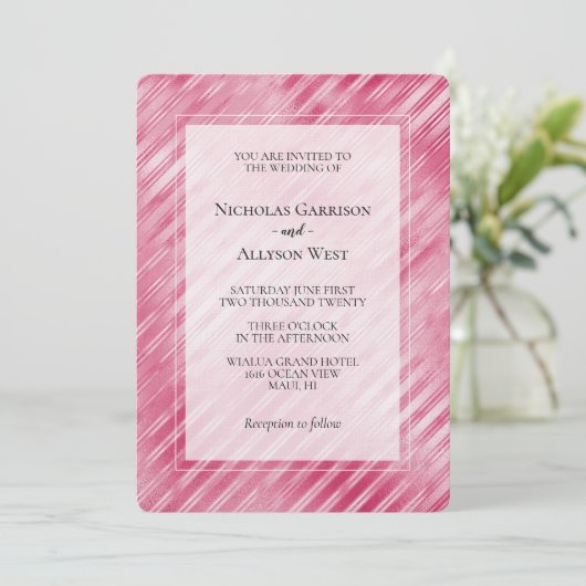 Cool Roze Glam Stripes Bruiloft Kaart (Staand voorkant)
