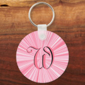 Cool Roze kleur Burst Monogram Initiaal Aangepast Sleutelhanger (Voorkant)