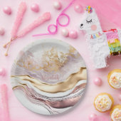 Cool Roze Marmeren Steen Goud Papieren Bordje (Feest)