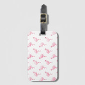 Cool Roze Tropisch Flamingo patroon op Wit Bagagelabel (Voorkant (verticaal))