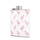 Cool Roze Tropisch Flamingo patroon op Wit Heupfles (Links)