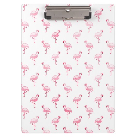 Cool Roze Tropisch Flamingo patroon op Wit Klembord (Voorkant)