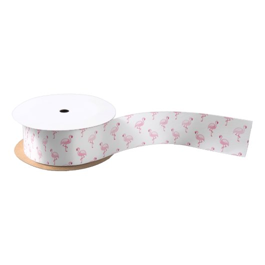 Cool Roze Tropisch Flamingo patroon op Wit Lint (Spoel)