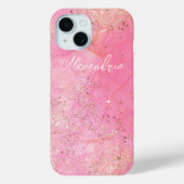 Cool Roze Waterverf Glittery Stijlvol Modern Case-Mate iPhone Case (Achterkant)