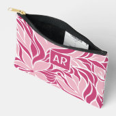 Cool Roze Wit Modern Bloemen Patroon Monogrammed Etui (Open)