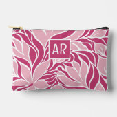 Cool Roze Wit Modern Bloemen Patroon Monogrammed Etui (Voorkant)