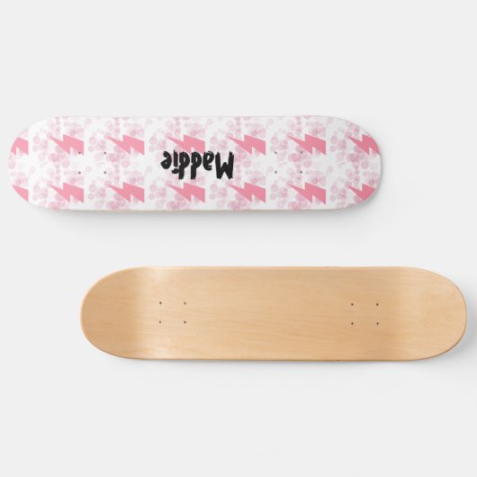 Cool Roze & Wit Verlichting Ontwerp Meisjes Aangep Skateboard (Horizontaal)