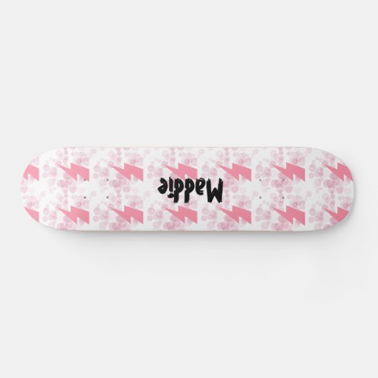 Cool Roze & Wit Verlichting Ontwerp Meisjes Aangep Skateboard (Horizontaal)