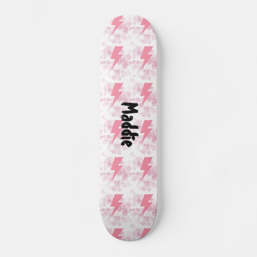 Cool Roze & Wit Verlichting Ontwerp Meisjes Aangep Skateboard (Voorkant)
