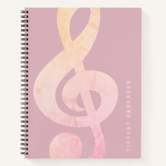 Cool Rustic Pink Grunge Muziek Art Monogram Naam Notitieboek