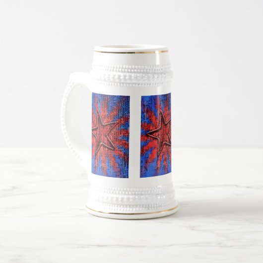 Cool Rustic Star Pop Art Print Bierpul (Voorkant links)
