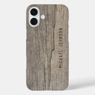 Cool rustieke oude hout Gepersonaliseerd naam iPhone 16 Plus Hoesje