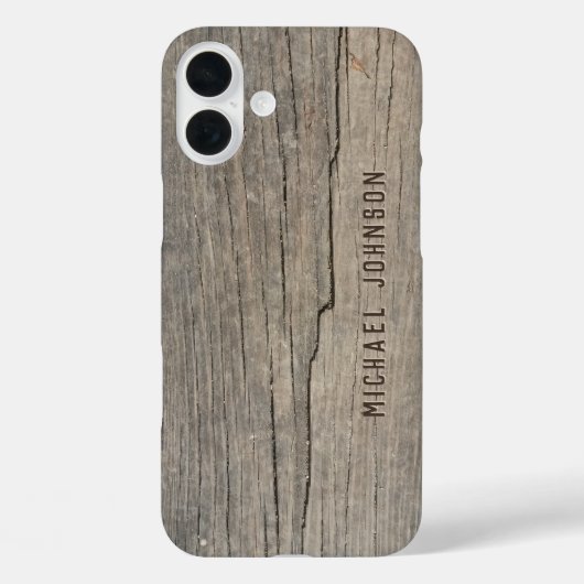 Cool  rustieke oude hout Gepersonaliseerd naam Case-Mate iPhone Case (Achterkant)