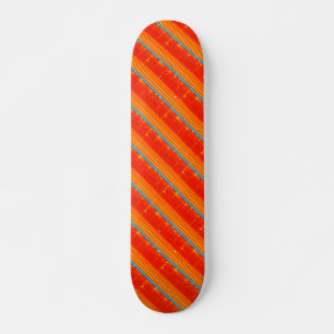 Cool Rustisch Blauw Oranje Gele Rode Stripes Skateboard