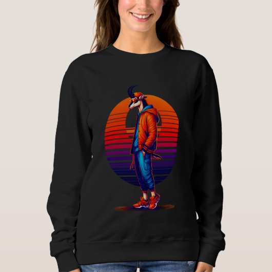 Cool Sable Antelope Modern Urban Style Sunset Retr Trui (Voorkant)