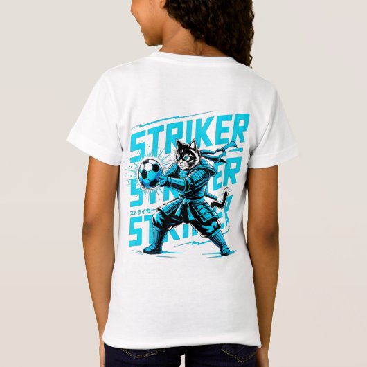  Cool Samurai Cat Soccer Striker - Gift for soccer T-shirt (Achterkant)