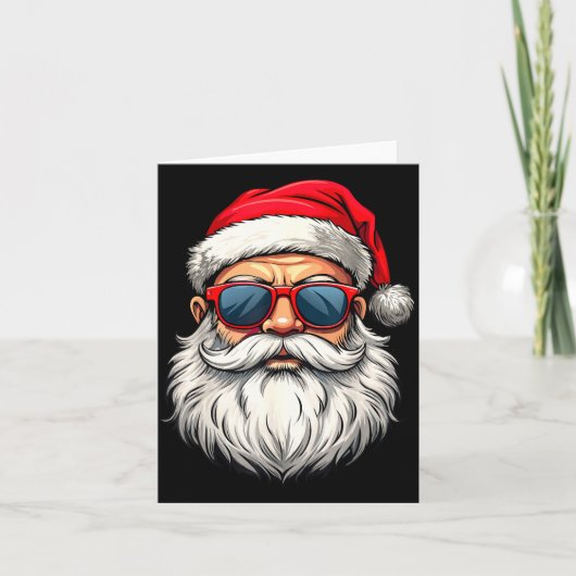 Cool Santa Claus Face Retro Sungles Christmas Men Kaart (Voorkant)