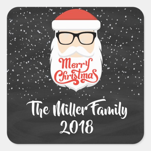 Cool Santa Claus Glazen Cadeau Stickers (Voorkant)