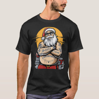 Cool Santa Claus met Tattoos Funny kerstzant T-shirt