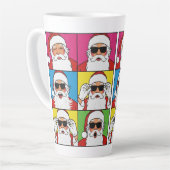 Cool Santa Claus Pop Art with Sunglasse Latte Mok (Linkerhoek)