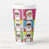 Cool Santa Claus Pop Art with Sunglasse Latte Mok (Voorkant)