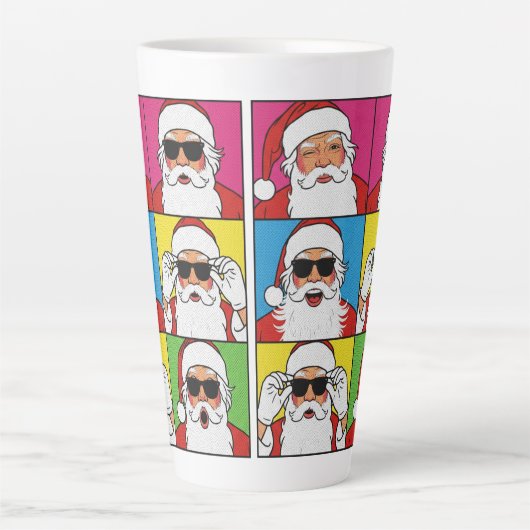 Cool Santa Claus Pop Art with Sunglasse Latte Mok (Voorkant)