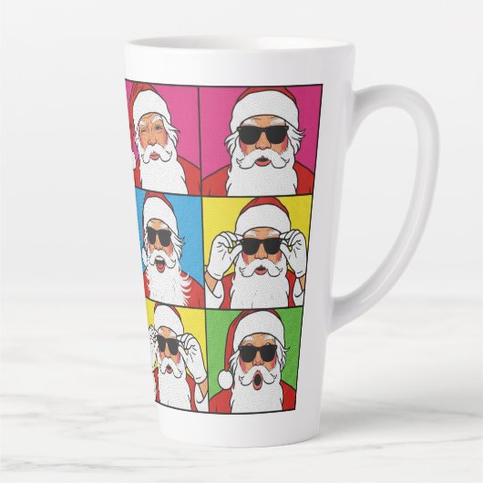 Cool Santa Claus Pop Art with Sunglasse Latte Mok (Rechts)