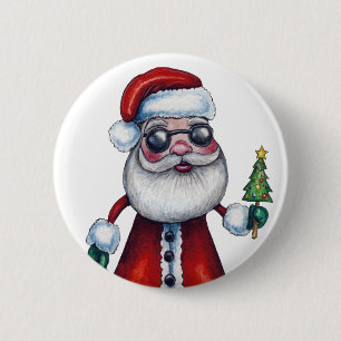 Cool Santa Claus Ronde Button 5,7 Cm