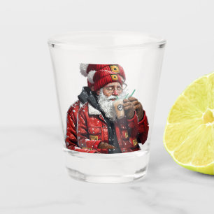 Cool Santa Drink Iced Coffee Christmas Art Shot Glas