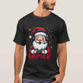 Cool Santa Gamer Controller Gaming Videogame Chris T-shirt (Voorkant)