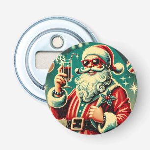 Cool Santa Grappig Kerstfeest Button Flesopener