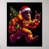 Cool Santa Hat Bigfoot Christmas Lights Festive Ho Poster (Voorkant)