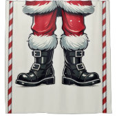 Cool Santa in Black Boots Kerstvakantie Douchegordijn (Voorkant)